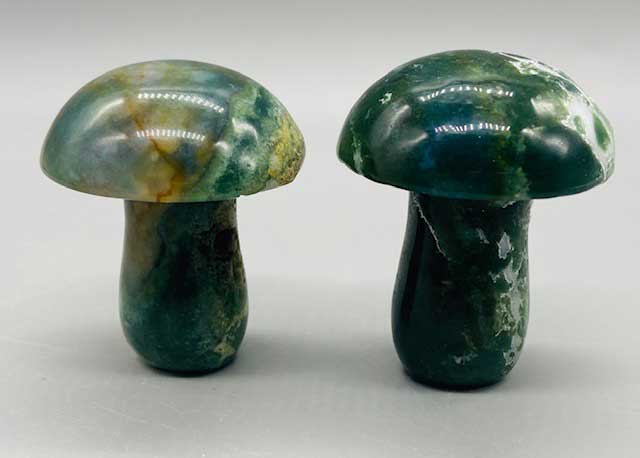 (set of 2) 1 3/4" Mushroom Moss Agate (image for) (set of 2) 1 3/4" Mushroom Moss Agate